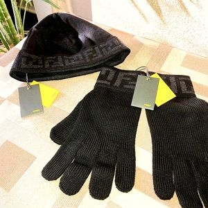 Fendi wool beanie and gloves